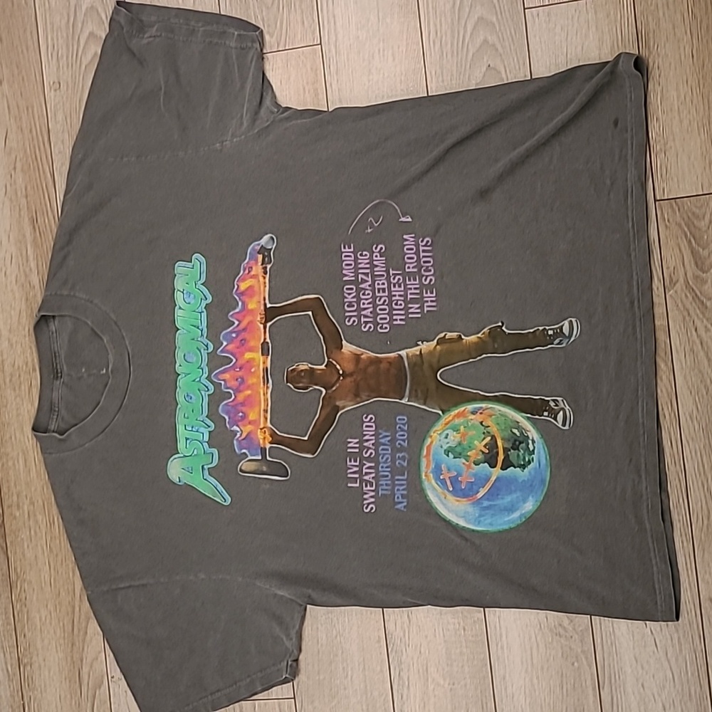 ASTROWORLD Travis Scott Astroworld‎ Grey Cotton Mens L Short Sleeve T Shirt 2020